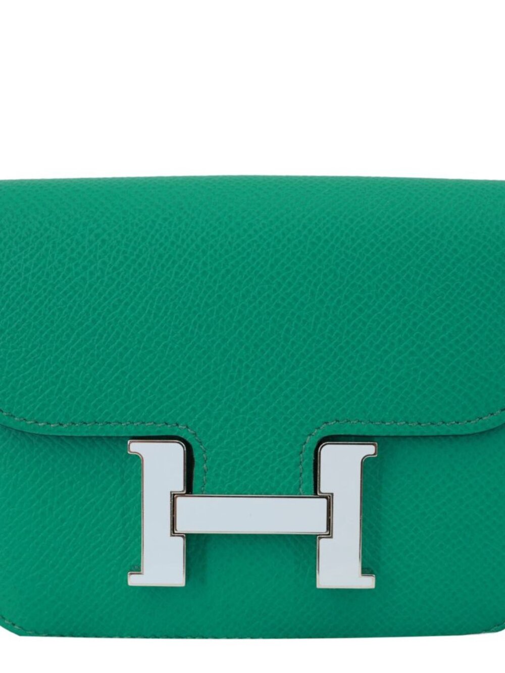 Hermes Constance Slim Grained Calfskin Leather Wallet Vert Vertigo